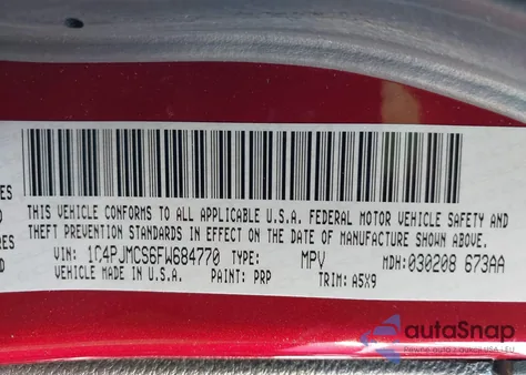 2015 Jeep Cherokee Latitude from USA, damaged, VIN 1C4PJMCS6FW684770